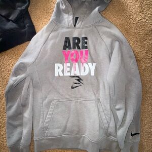 Nike Gray Hoodie with Pink and White Accents